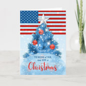 Son Patriotic Kerstrood White Blue Feestdagen Kaart (Voorkant)