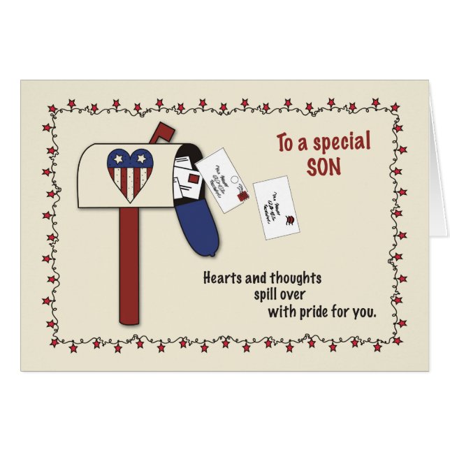 Son Patriotic Mailbox, militaire ondersteuning (Voorkant Horizontaal)