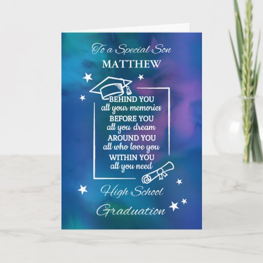 Son Personalize High School Afstuderen Quote Kaart (Voorkant)
