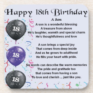 Son Poem 18th Birthday Design Drankjes Onderzetter