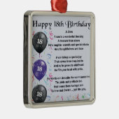 Son Poem 18th Birthday Design Metalen Ornament (Rechts)