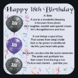 Son Poem 18th Birthday Design Vierkante Sticker<br><div class="desc">Een geweldig cadeau voor een zoon op zijn 18e verjaardag</div>