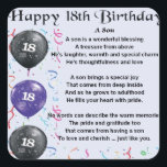 Son Poem 18th Birthday Vierkante Sticker<br><div class="desc">Een geweldig cadeau voor een zoon op zijn 18e verjaardag</div>
