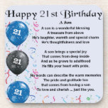 Son Poem - 21st Birthday Design Bier Onderzetter<br><div class="desc">Een groot cadeau voor een zoon op zijn 21ste verjaardag</div>