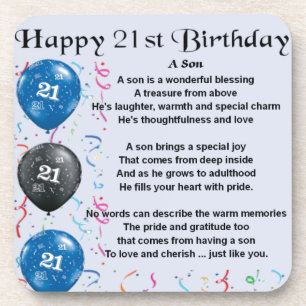 Son Poem - 21st Birthday Design Bier Onderzetter