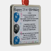 Son Poem - 21st Birthday Design Metalen Ornament (Rechts)