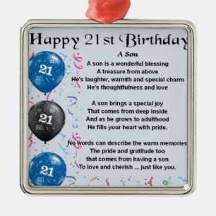Son Poem - 21st Birthday Design Metalen Ornament
