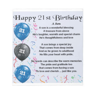 Son Poem - 21st Birthday Design Notitieblok