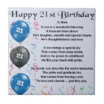 Son Poem - 21st Birthday Design Tegeltje<br><div class="desc">Een groot cadeau voor een zoon op zijn 21ste verjaardag</div>