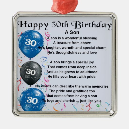 Son Poem - 30th Birthday Design Metalen Ornament (Voorkant)