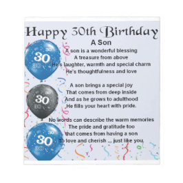 Son Poem - 30th Birthday Design Notitieblok