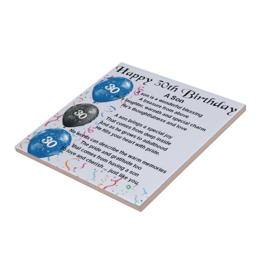 Son Poem - 30th Birthday Design Tegeltje (Zijkant)