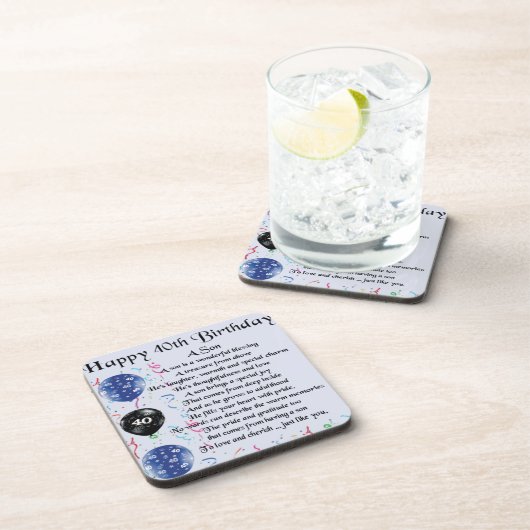 Son Poem - 40th Birthday Design Drankjes Onderzetter (Rechterzijde)