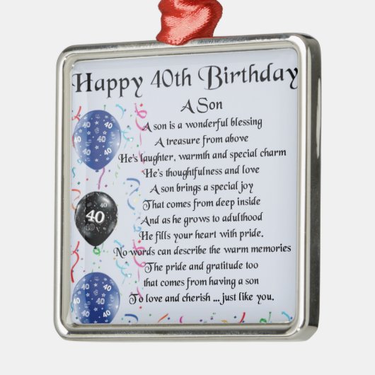 Son Poem - 40th Birthday Design Metalen Ornament (Links)