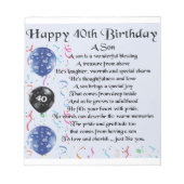 Son Poem - 40th Birthday Design Notitieblok (Voorkant)
