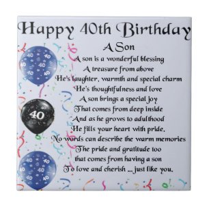 Son Poem - 40th Birthday Design Tegeltje