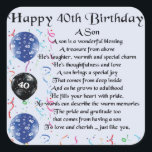 Son Poem - 40th Birthday Design Vierkante Sticker<br><div class="desc">Een geweldig cadeau voor een zoon op zijn 40ste verjaardag</div>