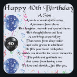 Son Poem - 40th Birthday Design Vierkante Sticker<br><div class="desc">Een geweldig cadeau voor een zoon op zijn 40ste verjaardag</div>