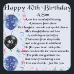 Son Poem - 40th Birthday Design Vierkante Sticker<br><div class="desc">Een geweldig cadeau voor een zoon op zijn 40ste verjaardag</div>