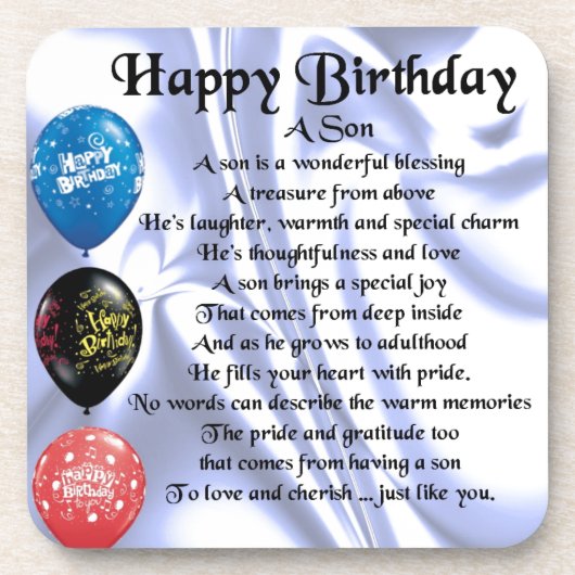 Son Poem - Happy Birthday Bier Onderzetter (Voorkant)