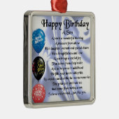 Son Poem - Happy Birthday Metalen Ornament (Rechts)