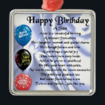 Son Poem - Happy Birthday Metalen Ornament<br><div class="desc">Een geweldig cadeau voor een zoon op zijn verjaardag</div>