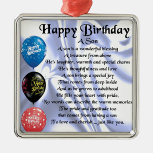 Son Poem - Happy Birthday Metalen Ornament