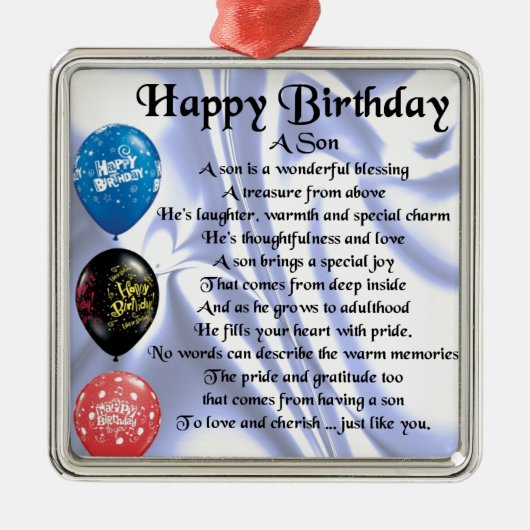 Son Poem - Happy Birthday Metalen Ornament (Voorkant)
