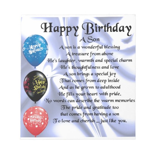 Son Poem - Happy Birthday Notitieblok (Voorkant)