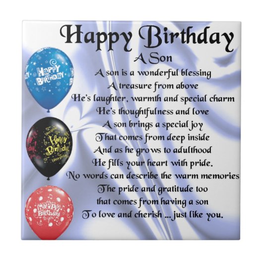 Son Poem - Happy Birthday Tegeltje (Voorkant)