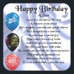 Son Poem - Happy Birthday Vierkante Sticker<br><div class="desc">Een geweldig cadeau voor een zoon op zijn verjaardag</div>