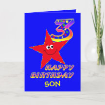 Son Red Star 3rd Birthday-kaarten