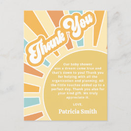 Son Retro Boy Baby shower Dank u Briefkaart