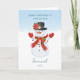 Son Snowman met kerstfeestkaart Feestdagen Kaart