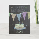 Son Trendy Chalk Board-effect, met Birthday Cake Kaart<br><div class="desc">Son Trendy Chalk Board-effect,  met Birthday Cake</div>