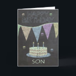 Son trendy krijtbord effect, met verjaardagstaart kaart<br><div class="desc">Son trendy krijtbord effect,  met verjaardagstaart</div>