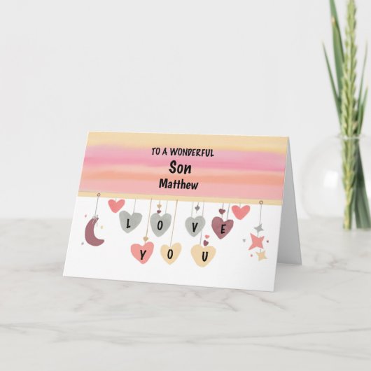 Son Valentijn Harten Moon Stars Kaart (Voorkant)