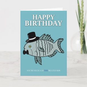 Son Verjaardag Fish Pun Joke Kaart
