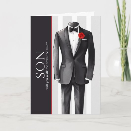 Son Walk Me Down the Aisle Wedding Request Kaart (Voorkant)