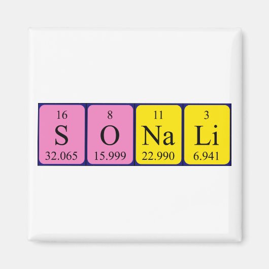 Sonali periodieke tabel naam magnet (Voorkant)