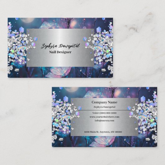 Sonata iriserende glitter Visitekaartje (Voorkant / Achterkant)
