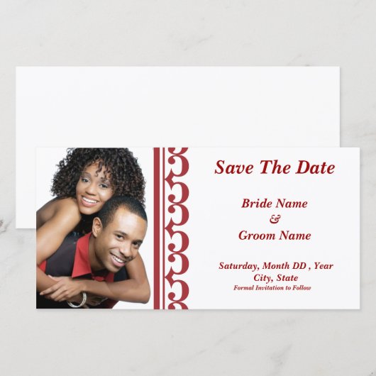 Sonate Rood/Wit Bewaar de datum Save The Date (Voorkant / Achterkant)