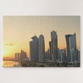 Sonderdag over Doha-wolkenkrabbers in Qatar Legpuzzel