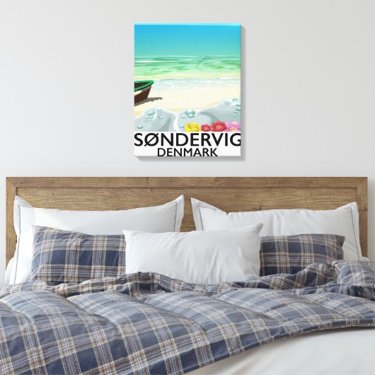 Søndervig Denemarken strand reisposter Canvas Afdruk (Insitu (Slaapkamer))