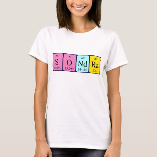 Sondra periodiek systeem naam shirt (Voorkant)
