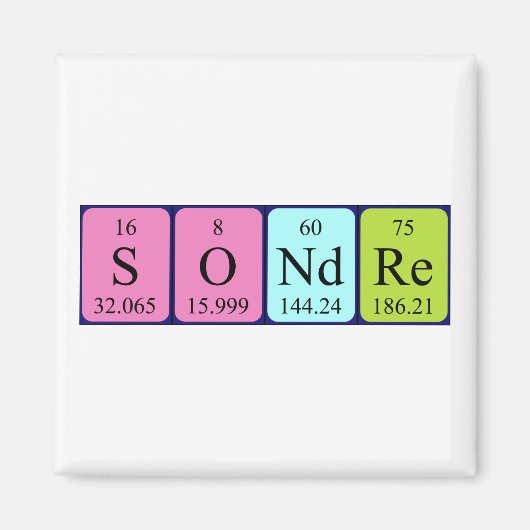Sondre periodieke table name magnet (Voorkant)