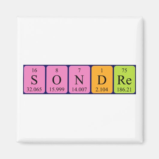 Sondre periodieke table name magnet (Voorkant)