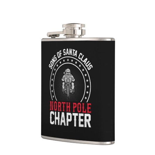 Sonen van de kerstman, de kerstman heupfles (Links)