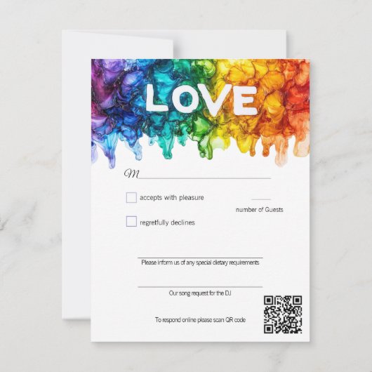 🌈 Song aanvraag LGBTQ Geschilderd met Liefde brui RSVP Kaartje (Achterkant)