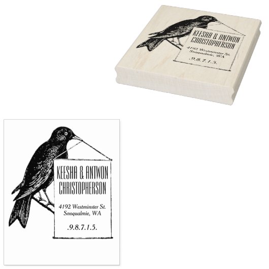  Song Bird Holding Sign Stempel (Gestempeld)